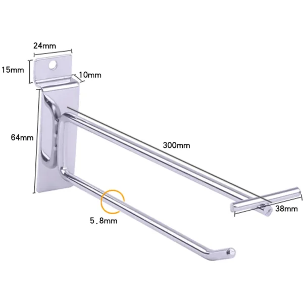 Metal Double Slatwall Hooks For Retailer Store