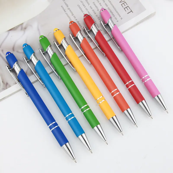 Metal Rubberized Stylus Ballpoint Pen