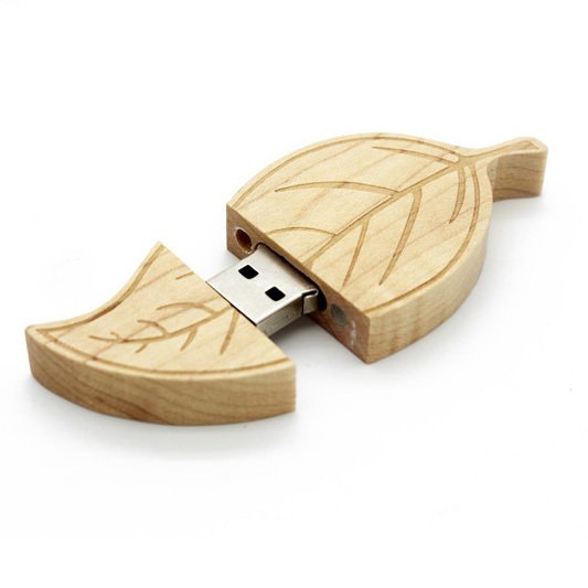Wood Leaf Shape USB Flash Drive