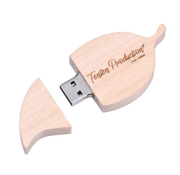 Wood Leaf Shape USB Flash Drive